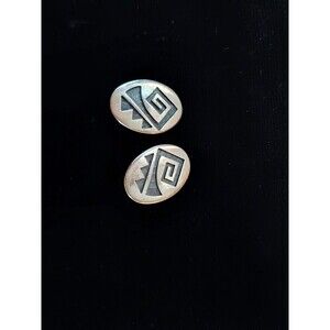 Vintage Hopi Sterling Silver Earrings Floyd J. Lomakuyvaya - Clip On